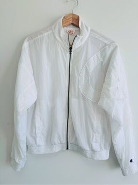 Champion White Mesh Lined Athletic Jacket with Embroidered Logo